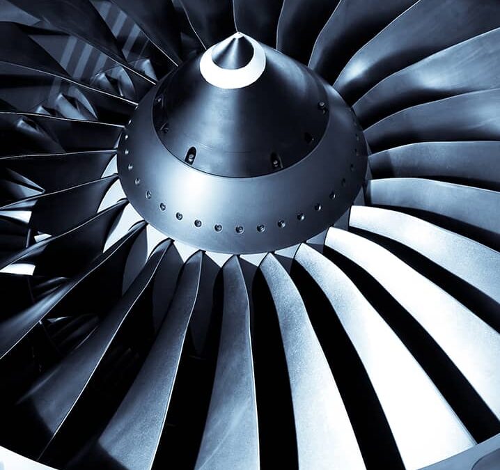 Photo de turbine d'avion représentant le domaine de l'aéronautique et du spatial pour Novadditive